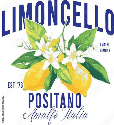 Limoncello lemons citrus ital girls girly tshirt spritz wine Trending  t-shirt design Slogan Logo Graphic Vector Tee shirt and apparel print in medditerrean  style Vector illustration  trendy pink ora