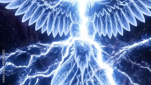 Radiant winged being amidst astral energy