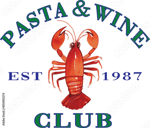 lobster seafood ciao Bella club Italy Europe fish sardine nautical fisherman sea ocean shack cafe cute euro trending graphic tee fashion Maine crab Amalfi Italia design boat yacht script font wine