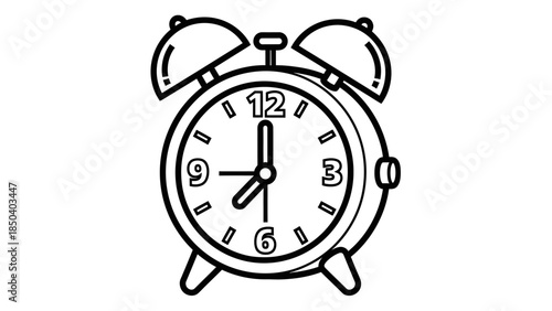 Retro vintage alarm clock isolated on white background