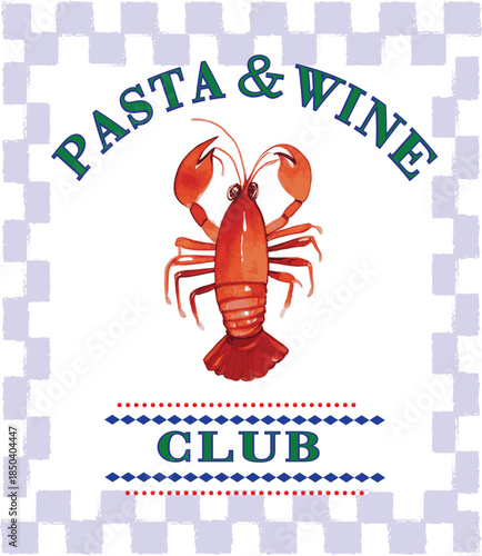 lobster seafood ciao Bella club Italy Europe fish sardine nautical fisherman sea ocean shack cafe cute euro trending graphic tee fashion Maine crab Amalfi Italia design boat yacht script font wine