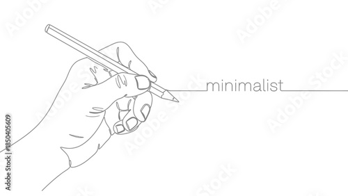 Minimalist hand drawing with pencil on blank paper