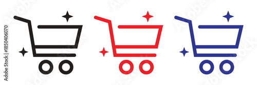 Shopping cart icons, symbolizing clean, new, or premium retail services. Great for e-commerce platforms, grocery apps, and online marketing materials.