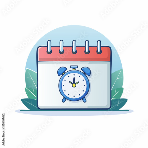 Calendar and Clock Illustration for Time Management.