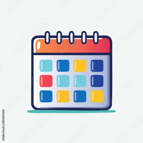 Calendar Icon Flat Design Style.