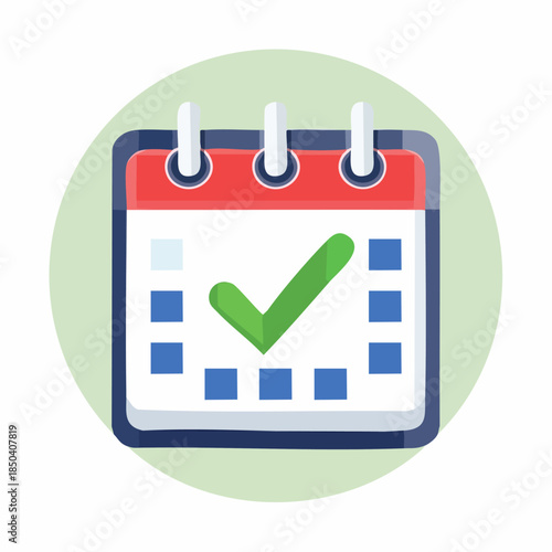 Calendar with a green checkmark indicating a completed task.