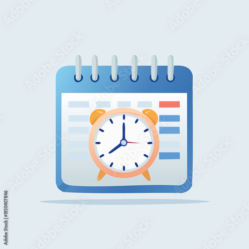 Calendar with Alarm Clock Icon for Schedule and Time Management.