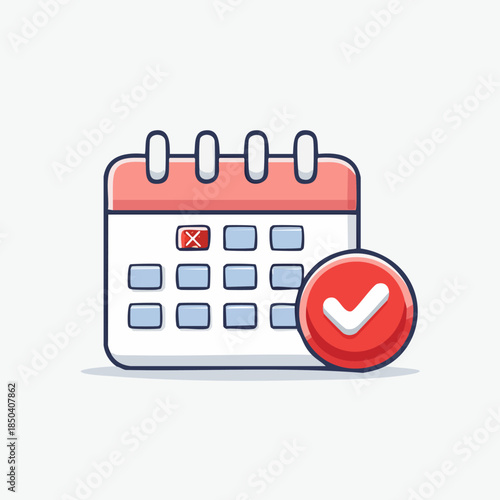 Calendar with Checkmark and Cross Mark Icons.