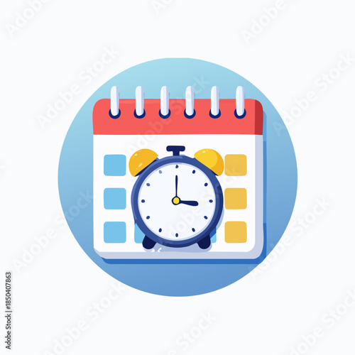 Calendar with Alarm Clock Icon for Scheduling and Time Management.