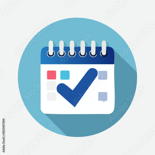 Calendar with Checkmark Icon Representing Task Completion or Event Confirmation.