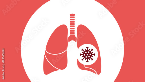 Illustration of Human Lungs and Airway System in Red and White for Educational Use.