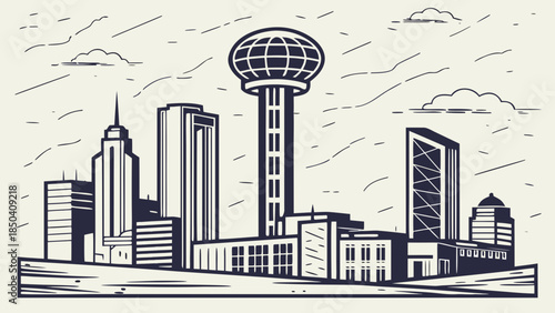 Knoxville and dallas skylines merge in a striking cityscape comparison photo. Perfect for travel blogs, urban development analyses, and presentations.