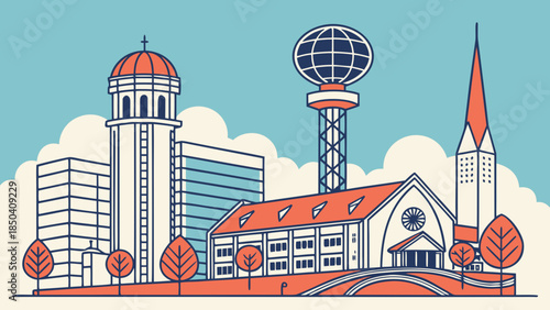 Knoxville skyline image suitable for travel websites, city guides, real estate promotions, and urban development brochures. Captures vibrant urban life.