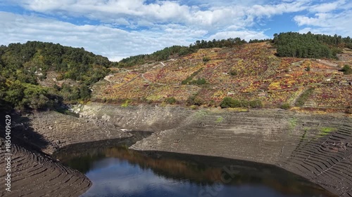 Castro candaz village ruins emerging from reservoir due to drought