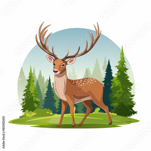 vector deer in the wilderness