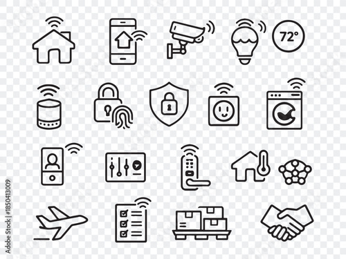 Comprehensive Smart Home and IoT Icon Set: Modern Glyph Vector Collection for Web, Mobile UI UX Design, Automation, and Security Apps.