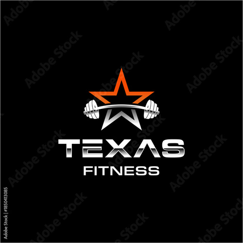 Bold and modern Texas fitness logo featuring a star symbol combined with a barbell, representing strength, performance, and motivation.Web