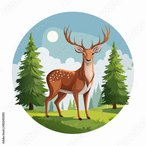 vector deer in the wilderness