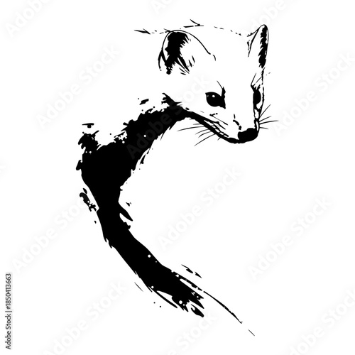 Stylized ink sketch of a wild marten or weasel