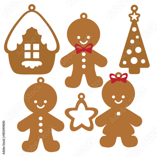Gingerbread man collection  Christmas ornament vector cartoon illustration