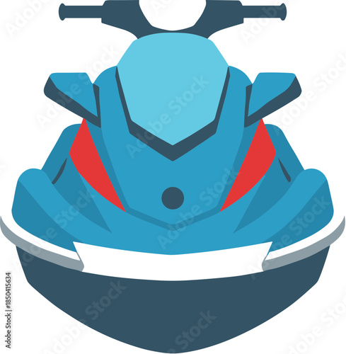Vector illustration of a modern blue jet ski personal watercraft.