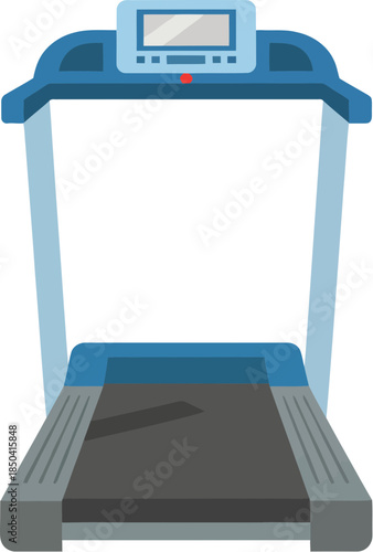 Blue treadmill exercise machine for cardio fitness training isolated on a white background.
