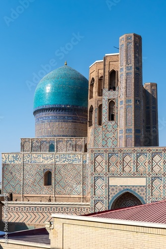Bibi Khanym Mosque Turquoise Domes Rising Above Residential Samarkand