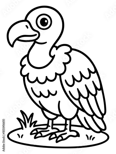 Vulture Illustration: A stark, yet playful illustration of a vulture stands proudly, its distinctive features - from its powerful beak to its expressive eyes - are cleanly depicted, creating an image