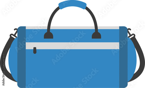 Blue sports duffel bag with handles and shoulder strap vector illustration.