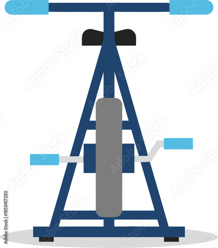 Vector illustration of a blue gym shoulder press machine on a white background.