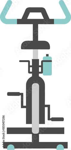 Vector illustration of a modern stationary exercise bike for indoor cycling and fitness training.