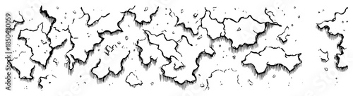 Abstract horizontal texture of cracked wall surface in sketch style