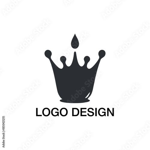 Minimalist Black Crown Logo Design for Royalty and Leadership