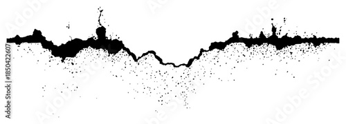 Torn paper edge or grunge ink splash border texture vector