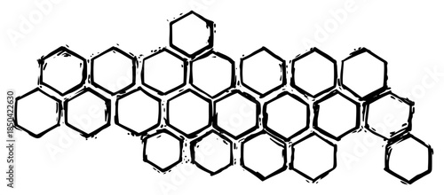 Hand drawn honeycomb pattern with sketchy hexagon cell outlines
