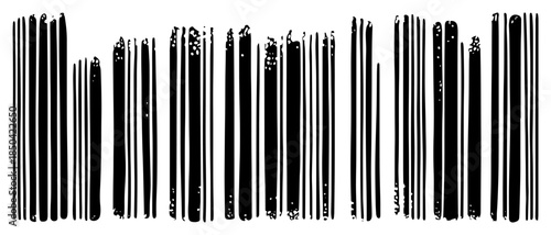 Grungy hand drawn vertical stripes texture resembling abstract barcode