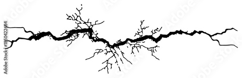 Long horizontal ground fissure or surface break sketch