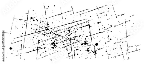 Abstract grunge scratched texture with ink splatters and lines