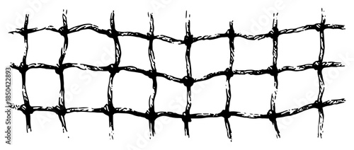 Hand drawn rope net texture with knotted mesh sketch