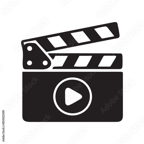 Video Movie Clapperboard Illustration with Play Button