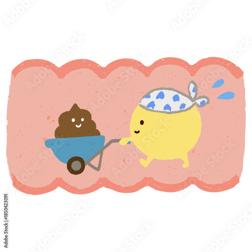 手描きの便を運ぶかわいい善玉菌　