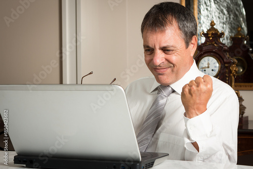 Businessman celebrating the success