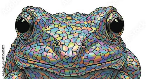 Macro Close Up of Iridescent Mosaic Scales on a Colorful Frog Skin