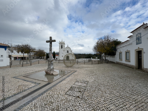  front facade Sao Lourenco Church Igreja Matriz. Almancil parish Loule municipality Algarve Portugal