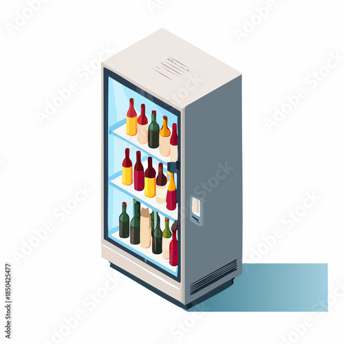 Glass door refrigerator with bottled drinks
