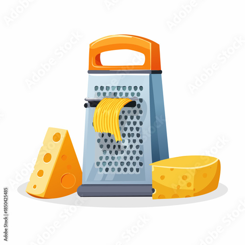 Grater with cheese and cheese wedges
