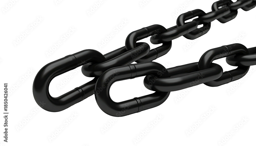 Obraz premium A close-up view of a metallic, linked chain against a stark, black background