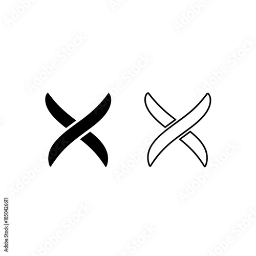 Black and White Crossed Lines Icon Symbol mark cancel