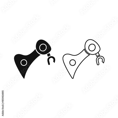 Robotic Arm Icon Silhouette and Outline on White Background robot arm industrial robot