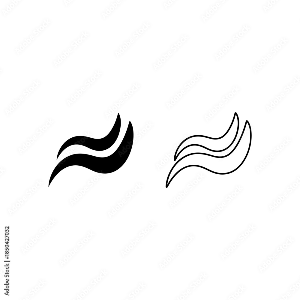 Fototapeta premium Two stylized curved lines icon representing waves or smoke steam abstract